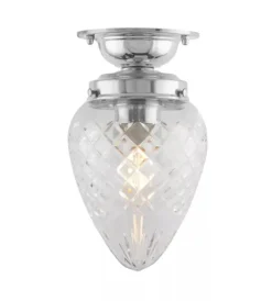 Karlskrona Lampfabrik Små Taklampor|Taklampa - Lundkvist 80 nickel, klardroppe
