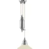 Karlskrona Lampfabrik Skomakarlampor Med Hiss|Skomakarlampor|Taklampa - Skomakarhiss nickel med benvit skärm 25 cm