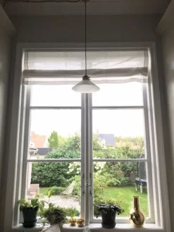 Karlskrona Lampfabrik Skomakarlampor|Taklampa - Skomakarsladd nickel, vit skärm 25 cm