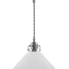 Karlskrona Lampfabrik Skomakarlampor|Taklampa - Skomakarsladd nickel med hög vit skärm 25 cm
