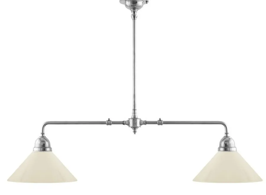 Karlskrona Lampfabrik Spelbordslampor|Stora Taklampor|Taklampa - Spelbordslampa nickel, benvita skärmar