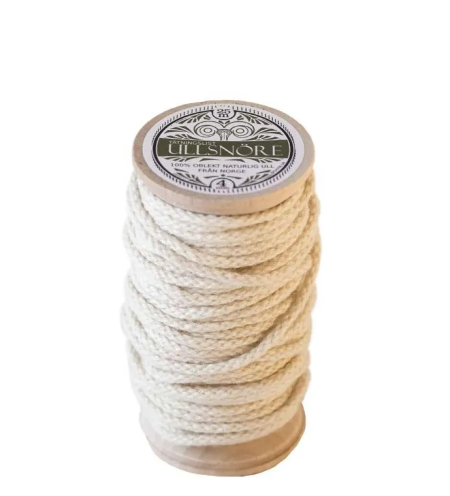Grunne Produktion AB Ullsnöre|Tätningslist ull - 4 mm ullsnöre vit, 25m