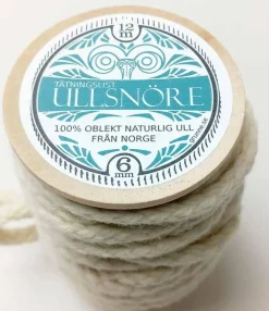 Grunne Produktion AB Ullsnöre|Tätningslist ull - 6 mm ullsnöre vit, 12m