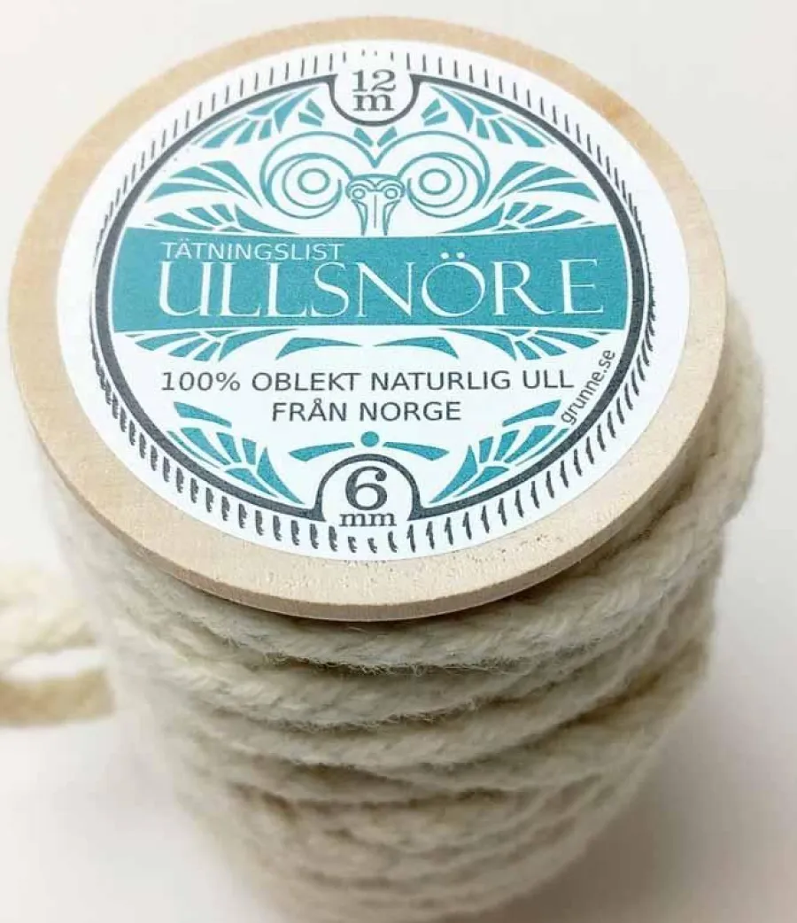 Grunne Produktion AB Ullsnöre|Tätningslist ull - 6 mm ullsnöre vit, 12m
