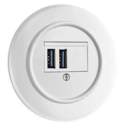Thomas Hoof Produktgesellschaft Vit Duroplast Infällt Thpg|Vägguttag Usb|USB-uttag dubbelt vit duroplast - THPG infällt