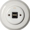 Fontini S.A. Infällda Strömbrytare|Vit Porslin Infällt Fontini|USB-uttag vitt porslin - Fontini infällt