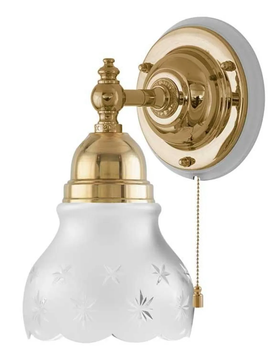 Karlskrona Lampfabrik Vägglampor Med Glaskupa|Vägglampor I Mässing|Vägglampa - Adelborg mässing, slipat mattglas