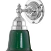 Karlskrona Lampfabrik Vägglampor I Nickel|Vägglampor Med Glaskupa|Vägglampa - Adelborg nickel, grönt glas