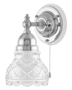 Karlskrona Lampfabrik Vägglampor I Nickel|Vägglampor Med Glaskupa|Vägglampa - Adelborg nickel klarglas