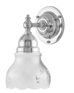 Karlskrona Lampfabrik Vägglampor I Nickel|Vägglampor Med Glaskupa|Vägglampa - Adelborg nickel, slipat mattglas