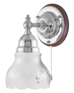 Karlskrona Lampfabrik Vägglampor I Nickel|Vägglampor Med Glaskupa|Vägglampa - Adelborg nickel, slipat mattglas