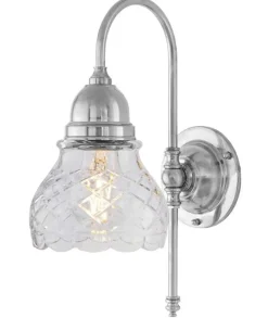 Karlskrona Lampfabrik Vägglampor I Nickel|Vägglampor Med Glaskupa|Vägglampa - Ahlström nickel, slipat klarglas