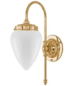Karlskrona Lampfabrik Vägglampor Med Glaskupa|Vägglampor I Mässing|Vägglampa - Blomberg 80 mässing, droppe opalvit