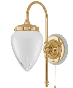 Karlskrona Lampfabrik Vägglampor Med Glaskupa|Vägglampor I Mässing|Vägglampa - Blomberg 80 mässing, matt droppe