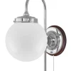 Karlskrona Lampfabrik Vägglampor I Nickel|Vägglampor Med Glaskupa|Vägglampa - Blomberg 80 nickel, klot opalvit