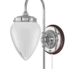 Karlskrona Lampfabrik Vägglampor I Nickel|Vägglampor Med Glaskupa|Vägglampa - Blomberg 80 nickel, matt droppe