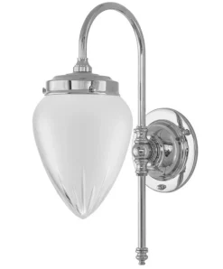 Karlskrona Lampfabrik Vägglampor I Nickel|Vägglampor Med Glaskupa|Vägglampa - Blomberg 80 nickel, matt droppe