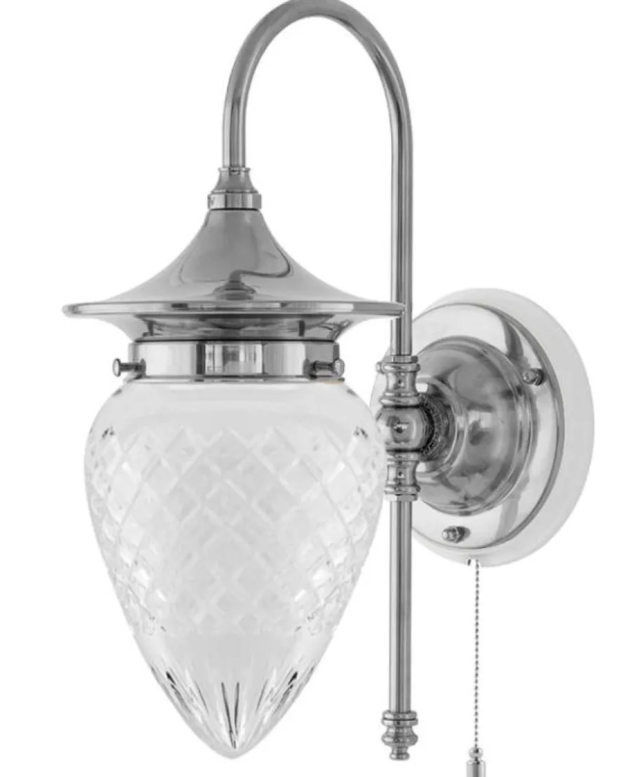 Karlskrona Lampfabrik Vägglampor I Nickel|Vägglampor Med Glaskupa|Vägglampa - Fryxell nickel, klarglas