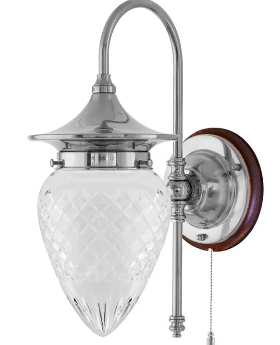 Karlskrona Lampfabrik Vägglampor I Nickel|Vägglampor Med Glaskupa|Vägglampa - Fryxell nickel, klarglas