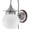 Karlskrona Lampfabrik Vägglampor I Nickel|Vägglampor Med Glaskupa|Vägglampa - Fryxell nickel, opalvit klot