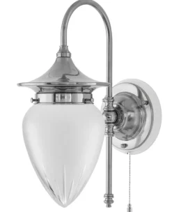 Karlskrona Lampfabrik Vägglampor I Nickel|Vägglampor Med Glaskupa|Vägglampa - Fryxell nickel, slipat mattglas
