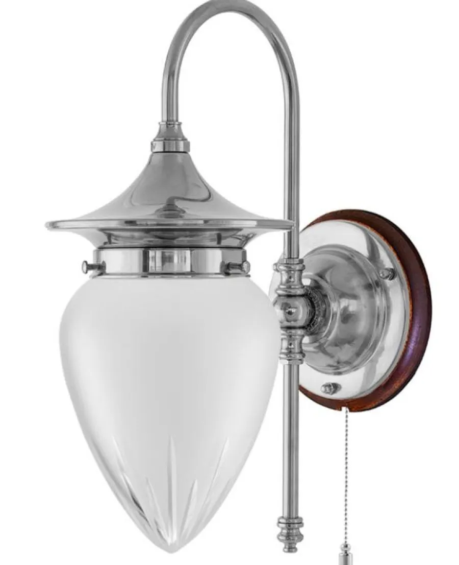 Karlskrona Lampfabrik Vägglampor I Nickel|Vägglampor Med Glaskupa|Vägglampa - Fryxell nickel, slipat mattglas