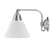 Karlskrona Lampfabrik Vägglampor I Nickel|Vägglampor Med Tygskärm|Vägglampa - Gripenberg nickel, vit tygskärm, brun