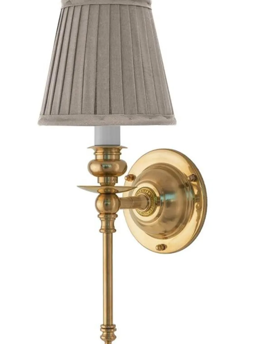 Karlskrona Lampfabrik Vägglampor I Mässing|Vägglampor Med Tygskärm|Vägglampa - Ribbing mässing, beige skärm