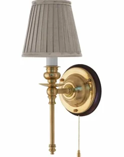 Karlskrona Lampfabrik Vägglampor I Mässing|Vägglampor Med Tygskärm|Vägglampa - Ribbing mässing, beige skärm