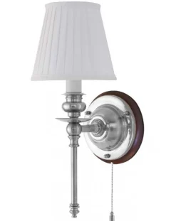 Karlskrona Lampfabrik Vägglampor I Nickel|Vägglampor Med Tygskärm|Vägglampa - Ribbing nickel, vit skärm