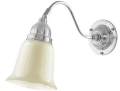 Karlskrona Lampfabrik Vägglampor I Nickel|Vägglampor Med Glaskupa|Vägglampa - Runeberg nickel, benvit klocka