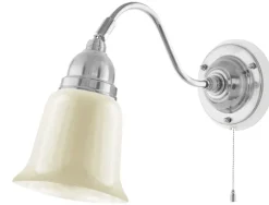 Karlskrona Lampfabrik Vägglampor I Nickel|Vägglampor Med Glaskupa|Vägglampa - Runeberg nickel, benvit klocka