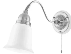 Karlskrona Lampfabrik Vägglampor I Nickel|Vägglampor Med Glaskupa|Vägglampa - Runeberg nickel, opalvit klocka