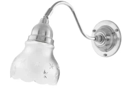Karlskrona Lampfabrik Vägglampor I Nickel|Vägglampor Med Glaskupa|Vägglampa - Runeberg nickel, slipat mattglas