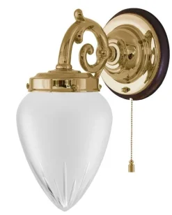 Karlskrona Lampfabrik Vägglampor Med Glaskupa|Vägglampor I Mässing|Vägglampa - Topelius mässing, slipat mattglas