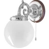 Karlskrona Lampfabrik Vägglampor I Nickel|Vägglampor Med Glaskupa|Vägglampa - Topelius nickel, opalvit klot
