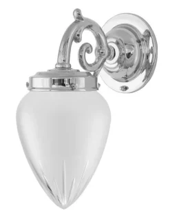 Karlskrona Lampfabrik Vägglampor I Nickel|Vägglampor Med Glaskupa|Vägglampa - Topelius nickel, slipat mattglas