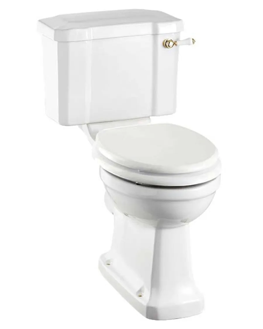 Badex AB Golvstående Toaletter|WC - Burlington golvstående toalett, smal cistern & sits, gulddetaljer