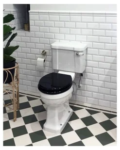 Badex AB Golvstående Toaletter|WC - Burlington golvstående toalett, smal cistern & sits, gulddetaljer
