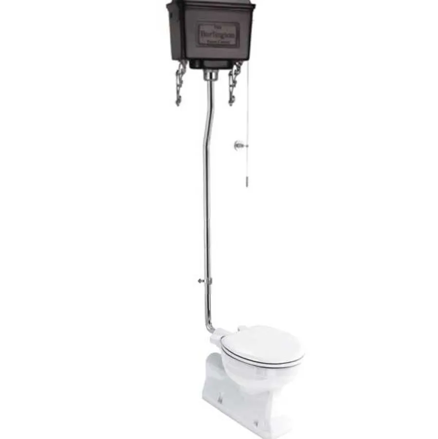 Badex AB Högspolande Toaletter|WC - Burlington högspolande toalett, svart metallcistern & sits