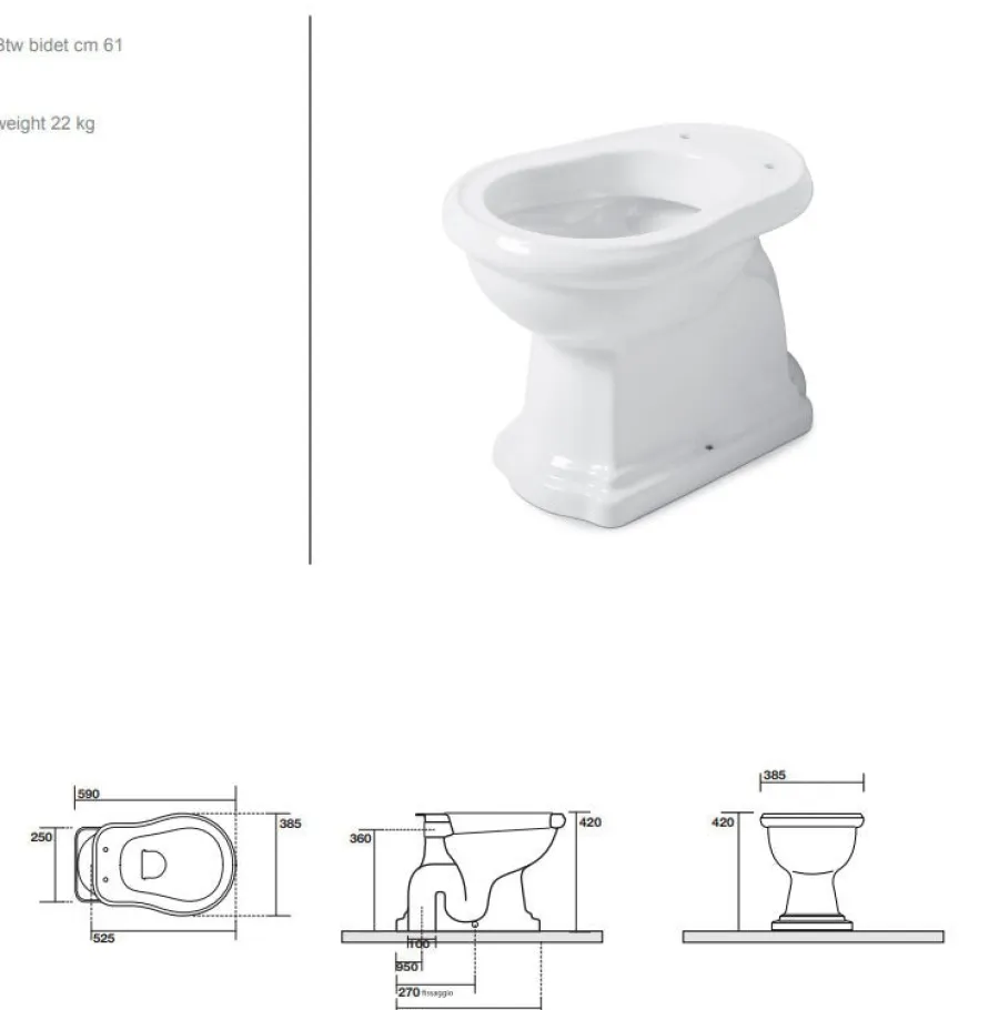 KERASAN S.R.L. Högspolande Toaletter|WC - Camden högspolande toalett krom, väggcistern & sits