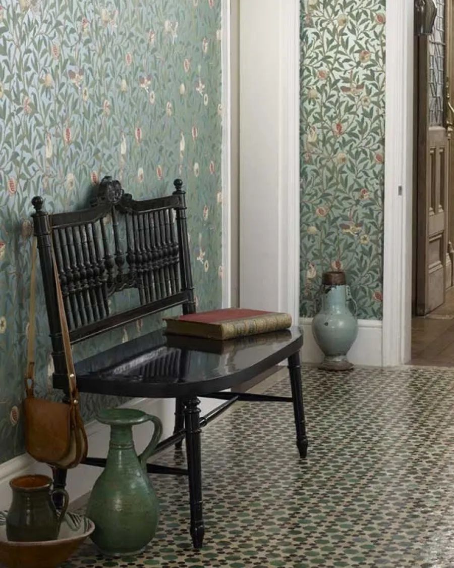 Sanderson Design Group Brands Ltd Mönstrade Tapeter|Blommiga Tapeter|William Morris & Co. Tapet - Bird & Pomegranate Blue/Sage