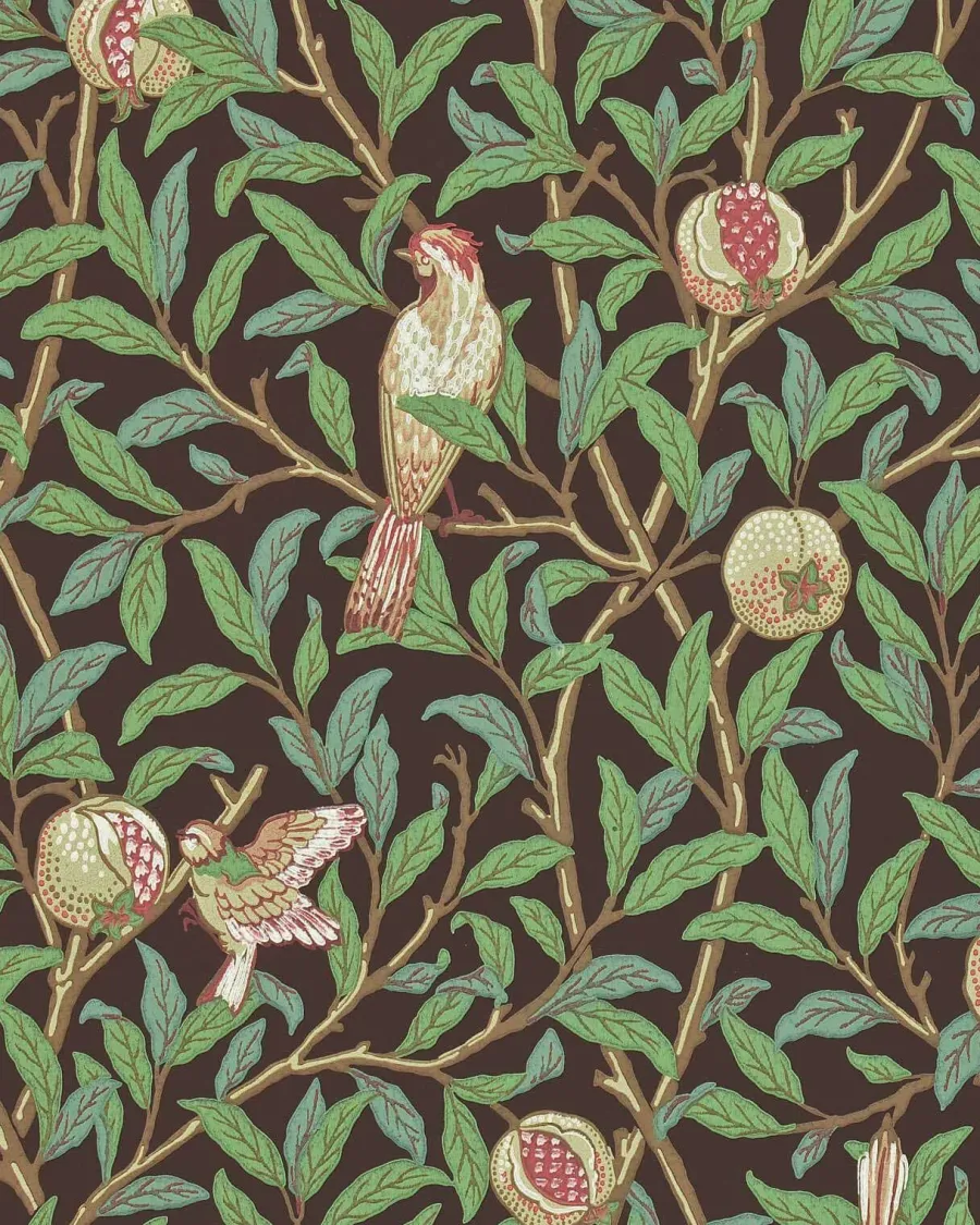 Sanderson Design Group Brands Ltd Mönstrade Tapeter|Blommiga Tapeter|William Morris & Co. Tapet - Bird & Pomegranate Charcoal/Sage