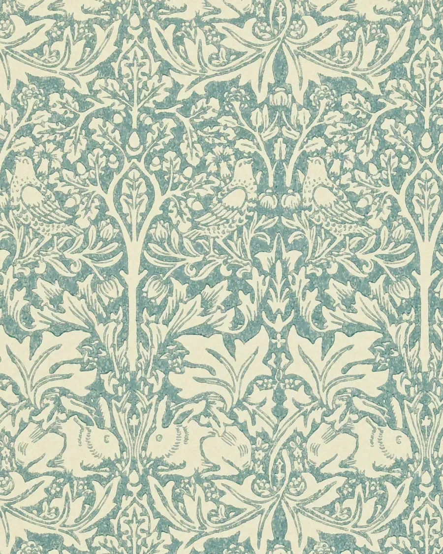 Sanderson Design Group Brands Ltd Mönstrade Tapeter|Blommiga Tapeter|William Morris & Co. Tapet - Brer Rabbit Slate/Vellum