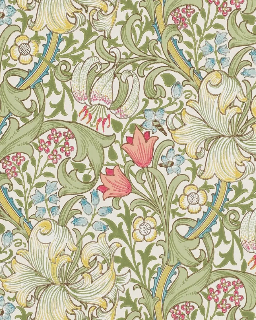 Sanderson Design Group Brands Ltd Mönstrade Tapeter|Blommiga Tapeter|William Morris & Co. Tapet - Golden Lily Green/Red
