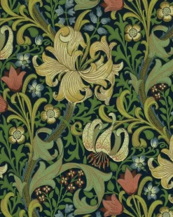 Sanderson Design Group Brands Ltd Mönstrade Tapeter|Blommiga Tapeter|William Morris & Co. Tapet - Golden Lily Indigo
