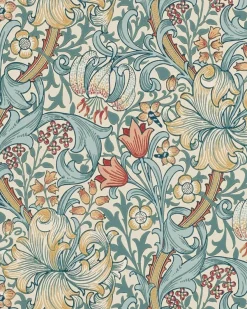 Sanderson Design Group Brands Ltd Mönstrade Tapeter|Blommiga Tapeter|William Morris & Co. Tapet - Golden Lily Slate/Manilla