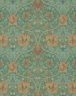 Sanderson Design Group Brands Ltd Mönstrade Tapeter|Blommiga Tapeter|William Morris & Co. Tapet - Honeysuckle & Tulip Emerald/Russet