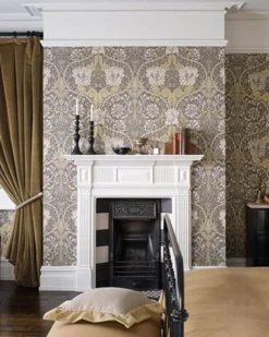 Sanderson Design Group Brands Ltd Mönstrade Tapeter|Blommiga Tapeter|William Morris & Co. Tapet - Honeysuckle & Tulip Charcoal/Gold