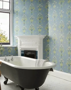 Sanderson Design Group Brands Ltd Mönstrade Tapeter|Blommiga Tapeter|William Morris & Co. Tapet - Meadow Sweet Cobalt/Grass Green